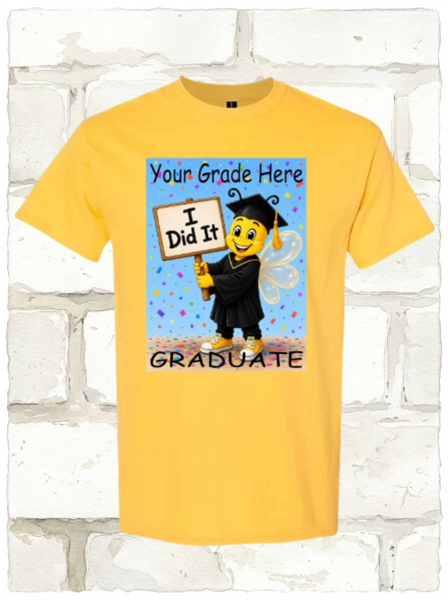 Customize this Graduate Graduation t-shirt with your grade, comes in Youth and Adults Design-A-Tee