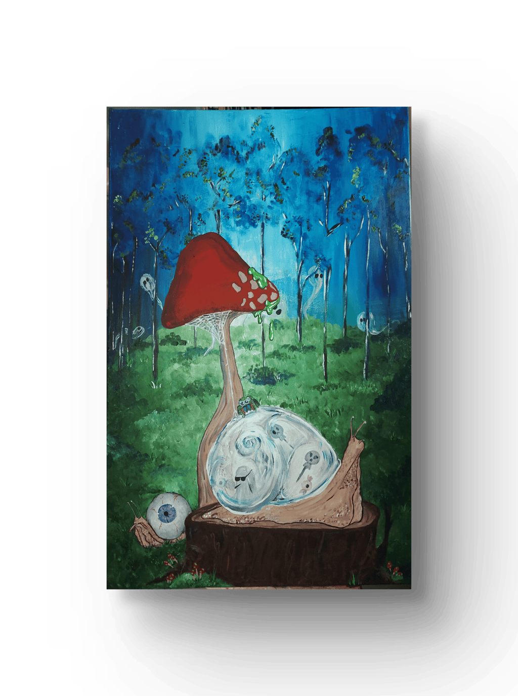 a painting of forest hunted, Halloween painting wall décor 