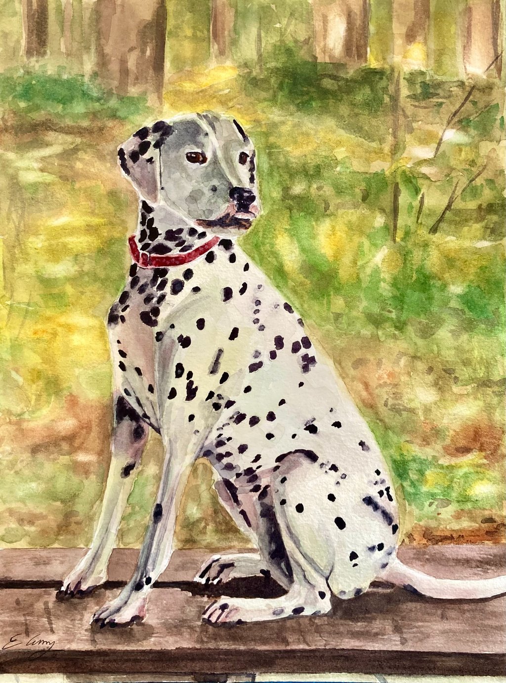 original watercolor painting pet portrait custom dog