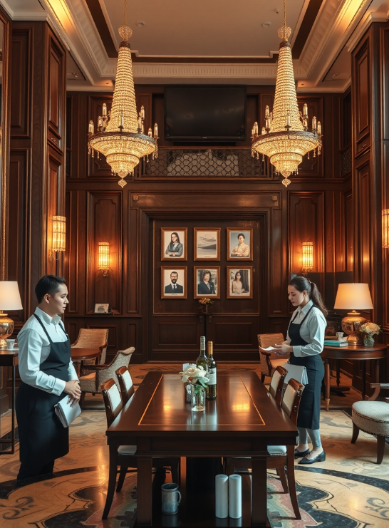 The servers prepare the table