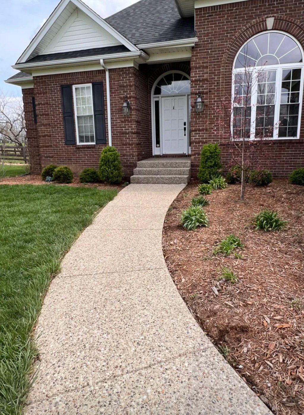 house and walk way power washed