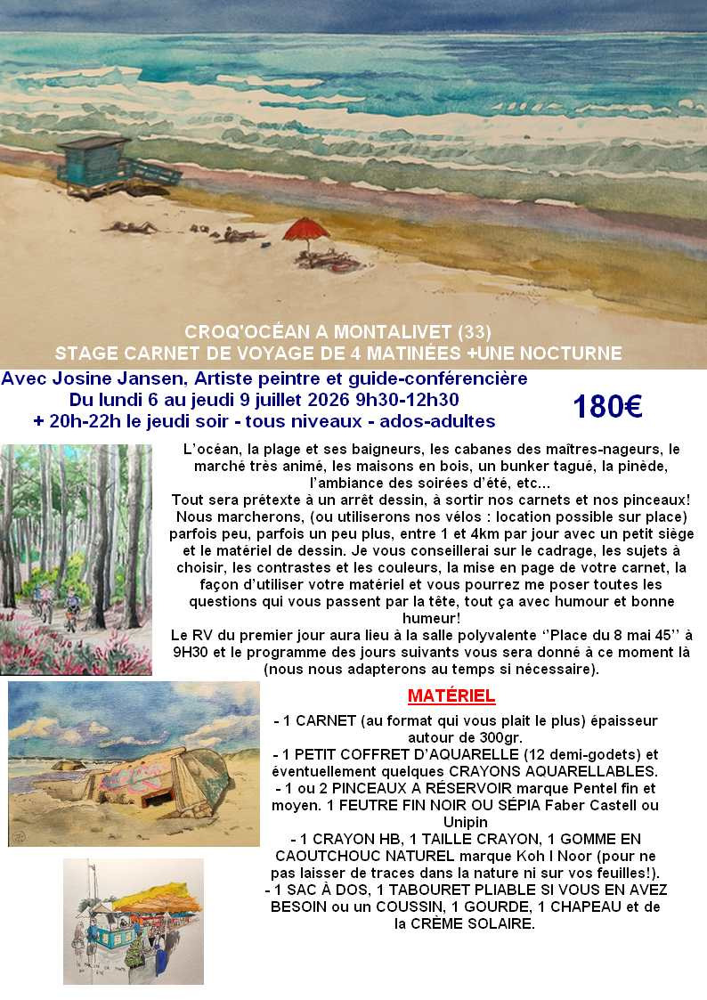 stage carnet de voyage à Montalivet