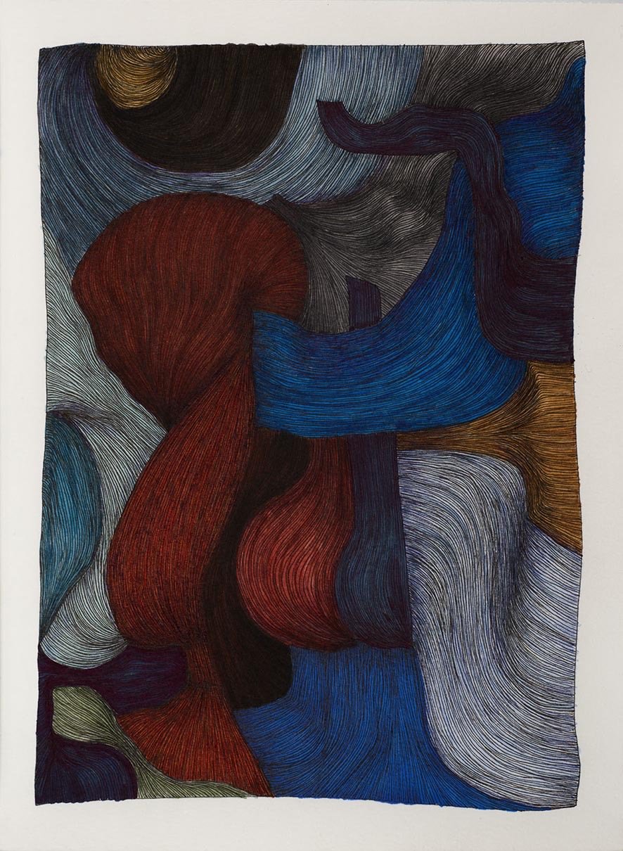 dessin abstrait encres couleurs