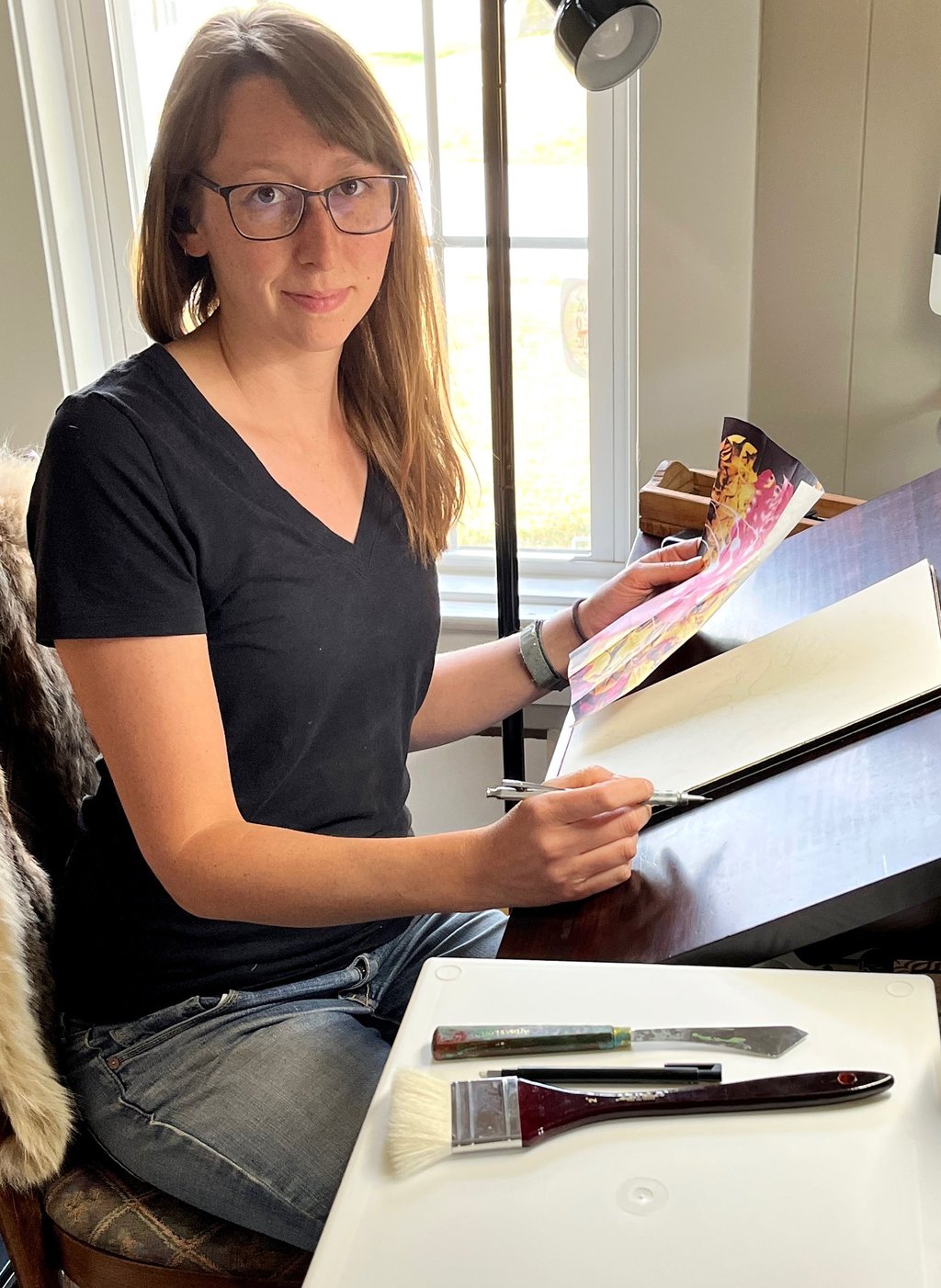 Allison Criswell watercolor artist in her studio