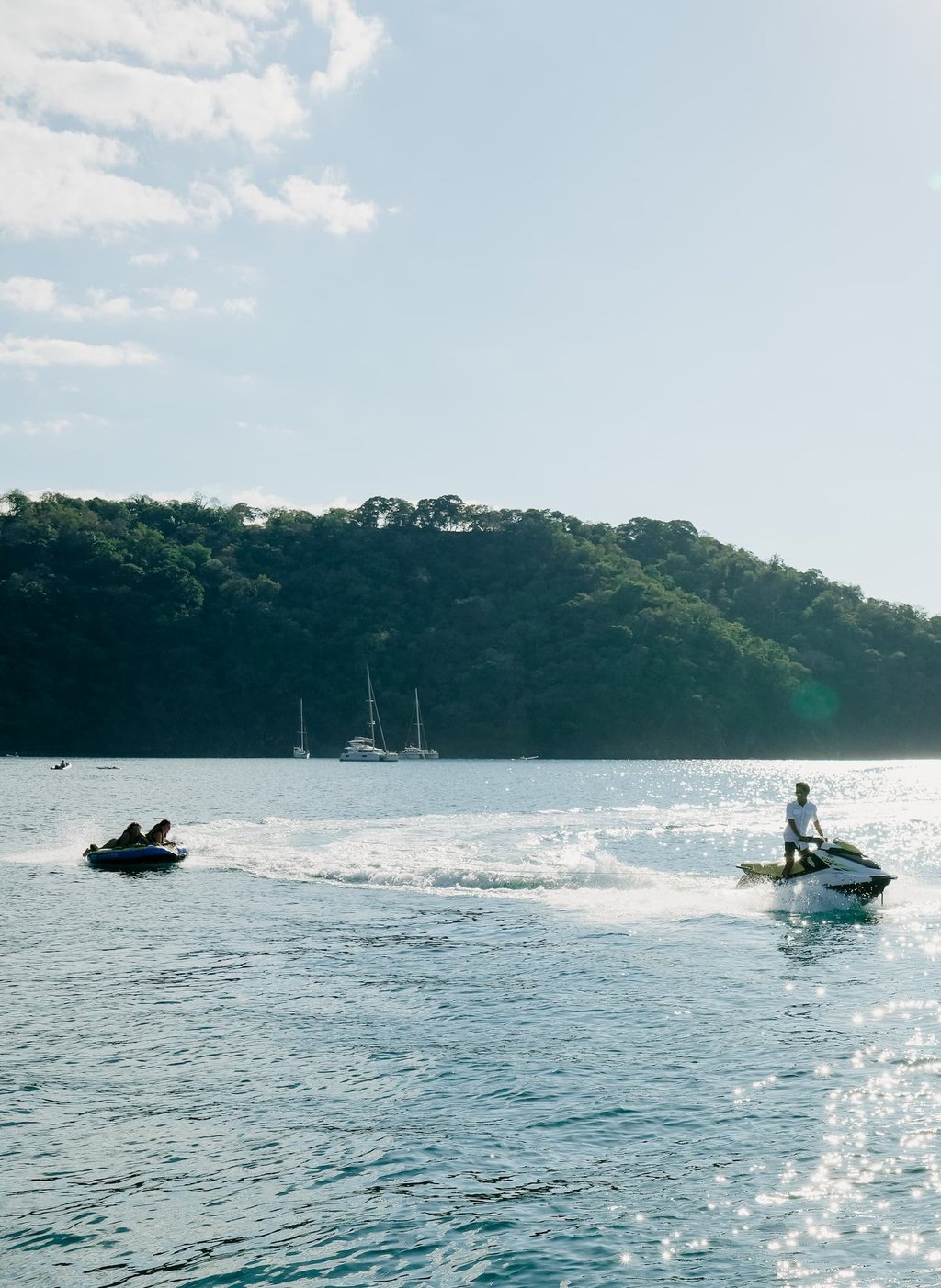 Jet ski rental included with luxury catamaran tour in Gulf of Papagayo, Costa Rica