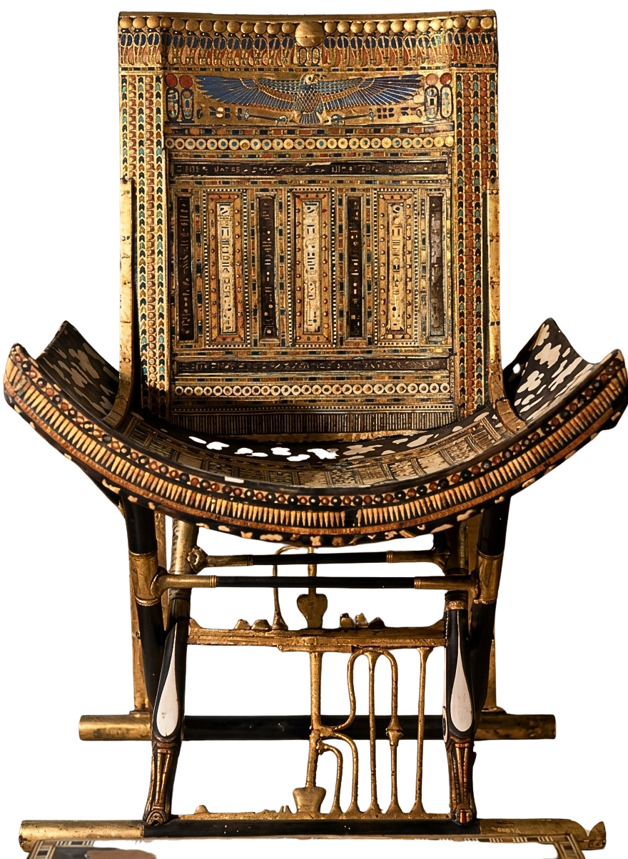 Trône de Toutankhamon, modèle de la copie de musée entreprise par l'Atelier l'Am'arante