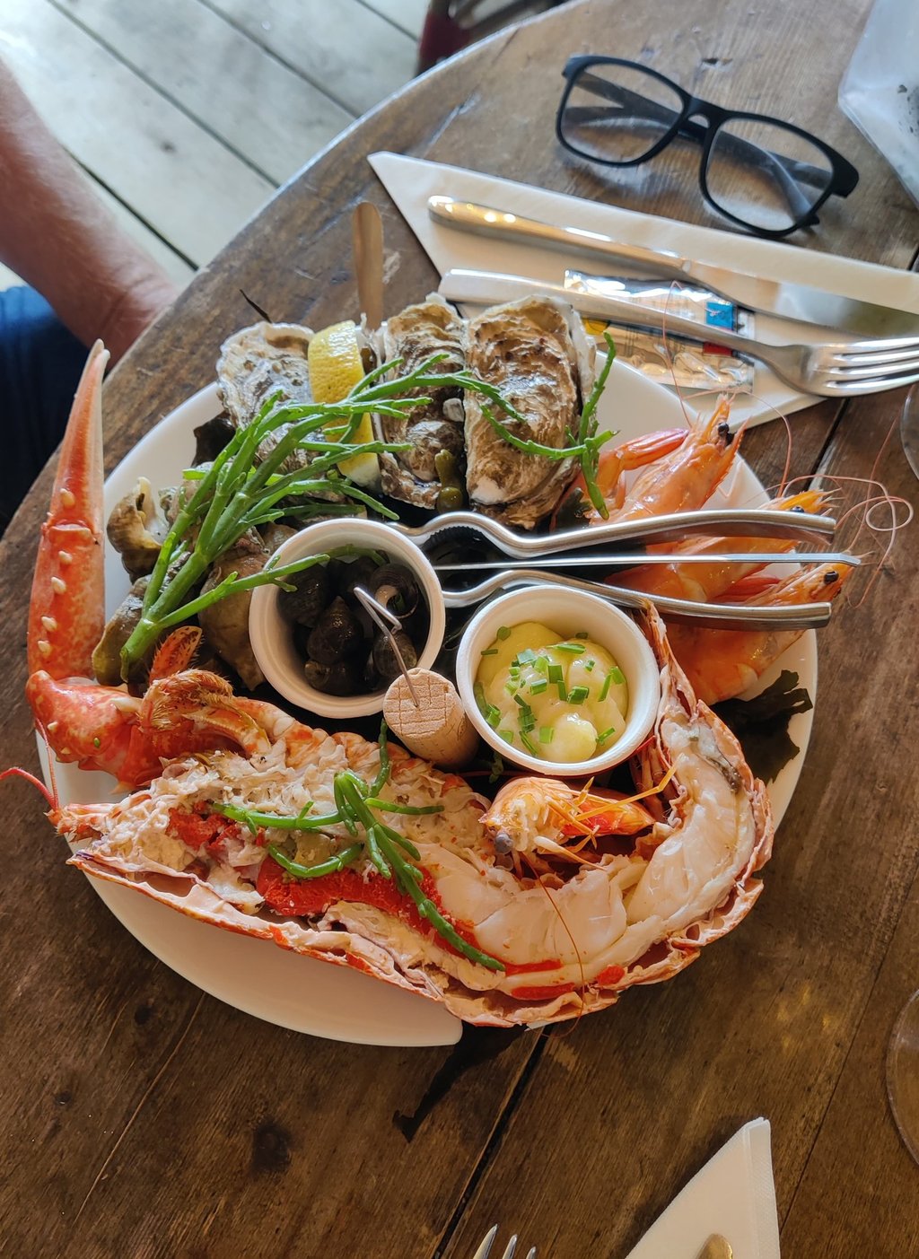 Fruits de mer bij La Vieille Digue.