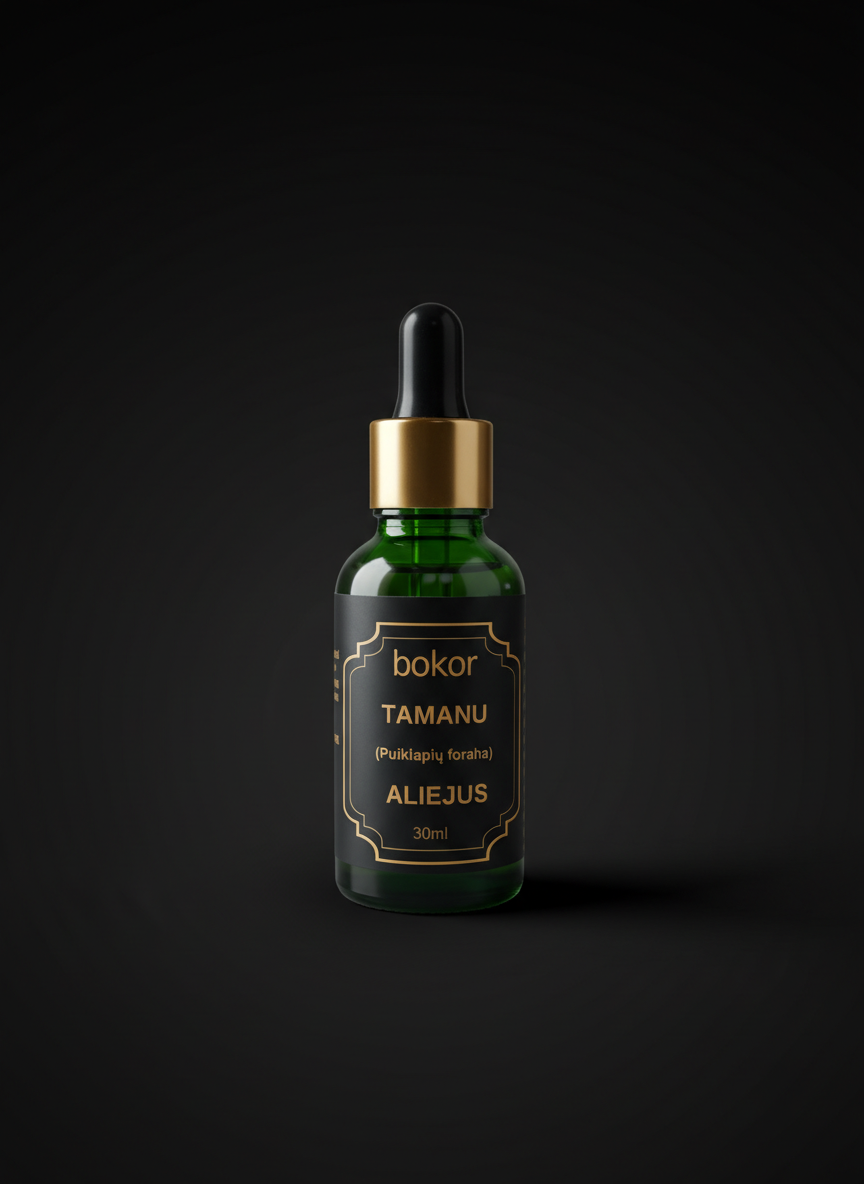 tamanu puiklapiu aliejus limfos masazui kraujotakai veido naturalus skin oil tamanu sausa riebi spuo