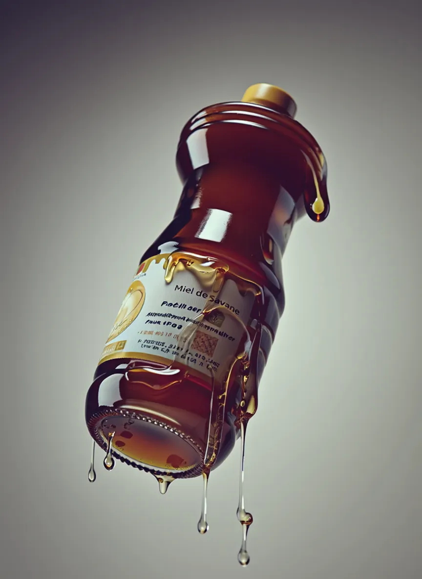 a bottle of syrup with a bottle of syrup