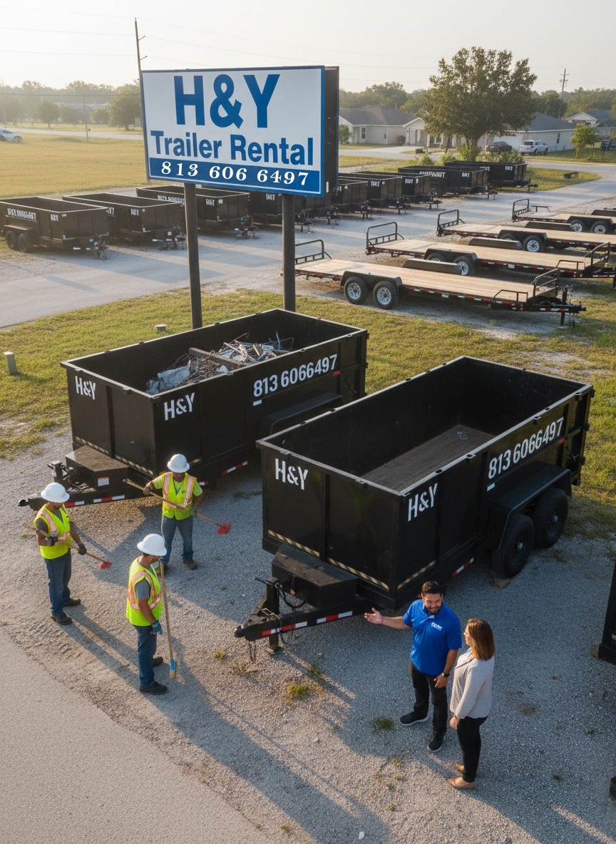 Tampa Trailer Rentals Flatbed Trailer and Dumpster Trailer