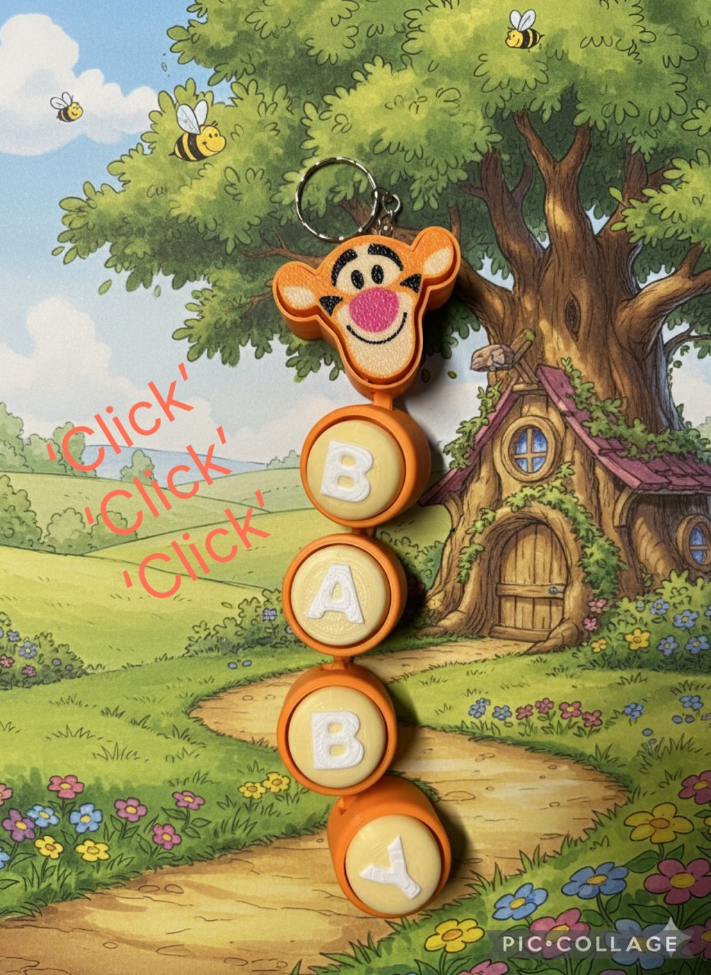 tigger fidget clicker keychain