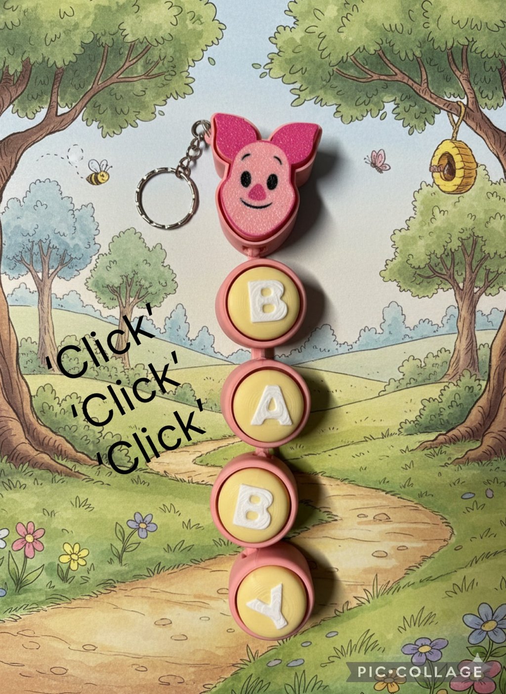 piglet fidget clicker keychain