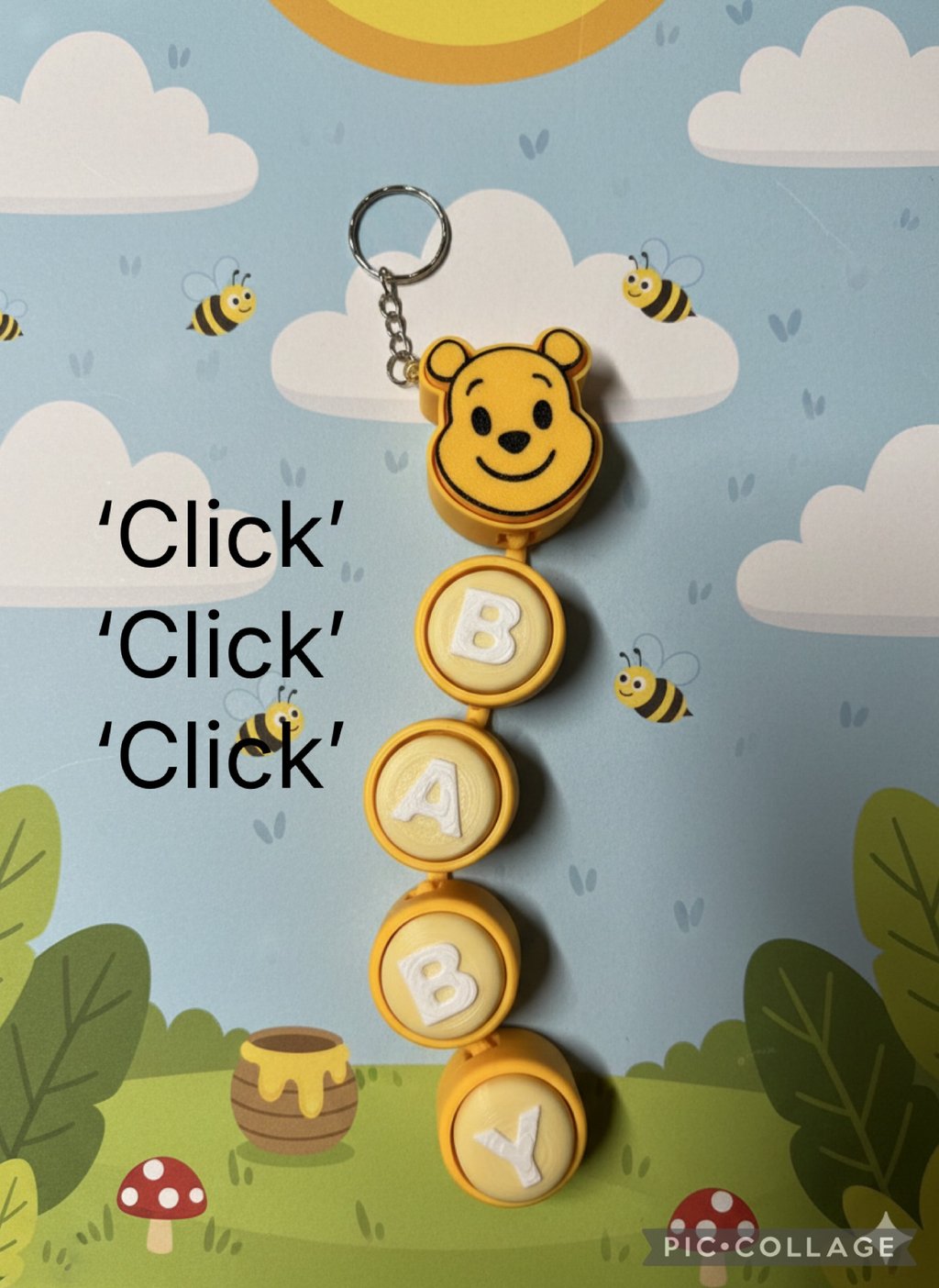 honey bear fidget clicker keychain