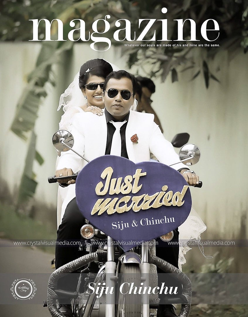 Christian bride and groom on a bike