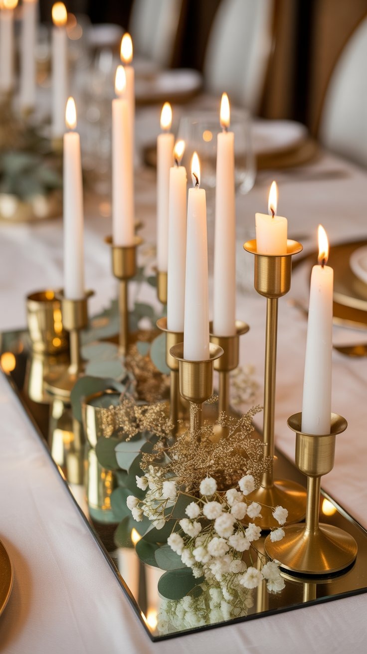 a table with candles and candles on it