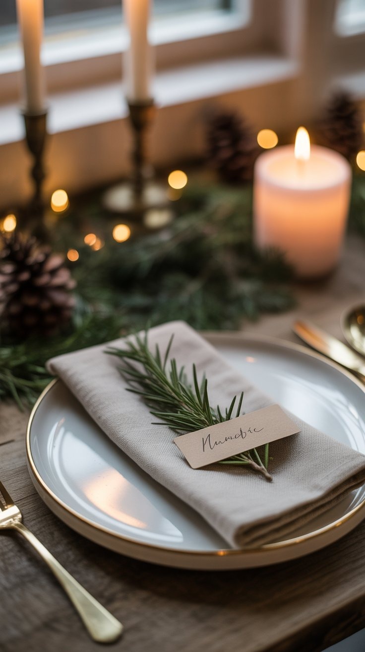 a place setting with candles and candles