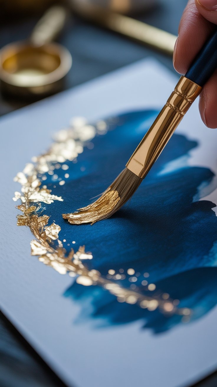 a person holding a brush and painting a picture