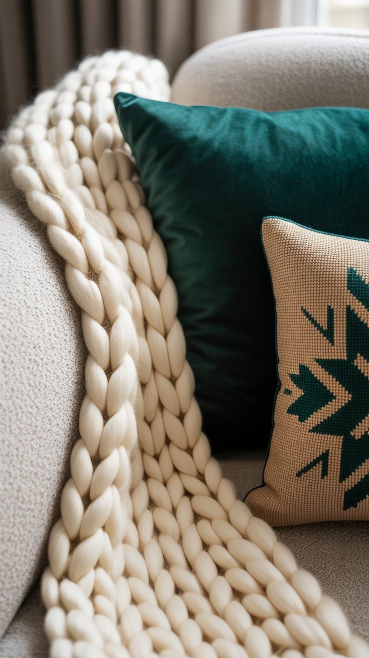 a blanket blanket on a couch with pillows