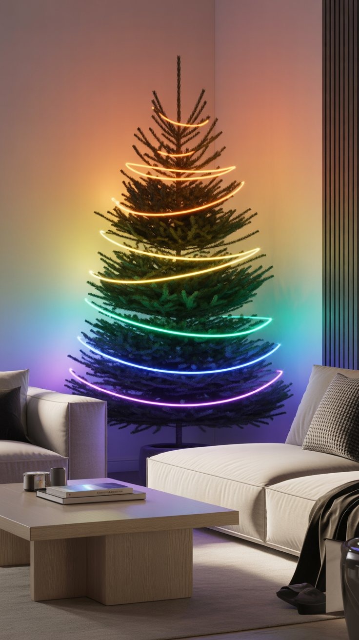 a christmas tree with a rainbow - lite christmas tree