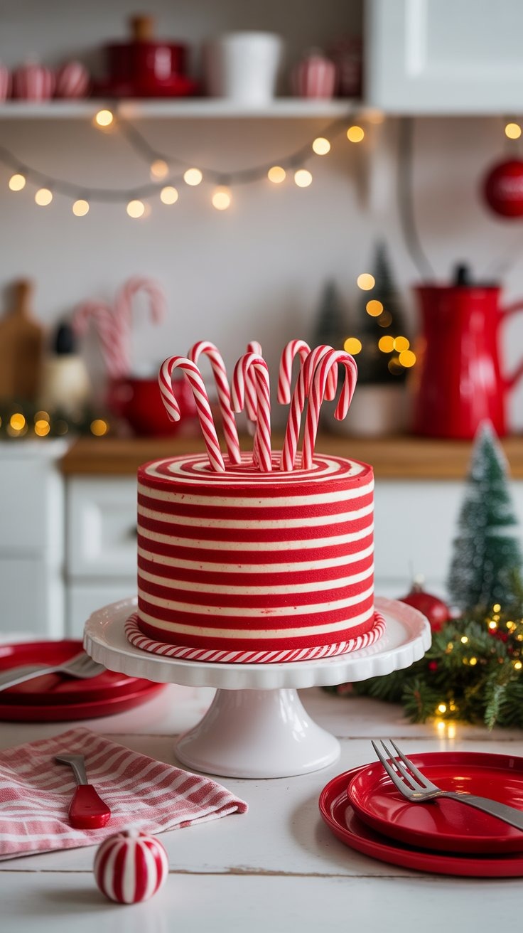 a cake with candy cane canel candy canel candy canel