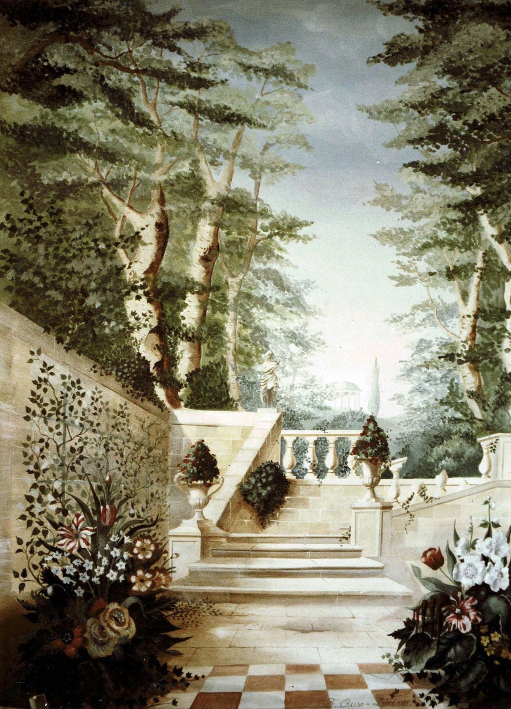 Fresque intérieure réalisée par l'artiste France CRUSE dans un grand hôtel parisien.