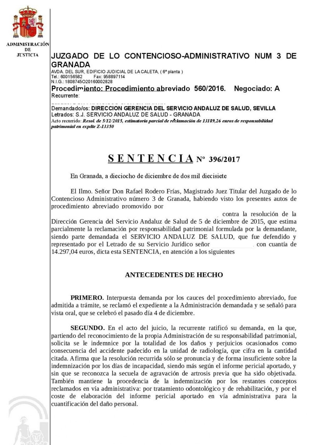 Condena por lesionar a una paciente tras caer de una camilla