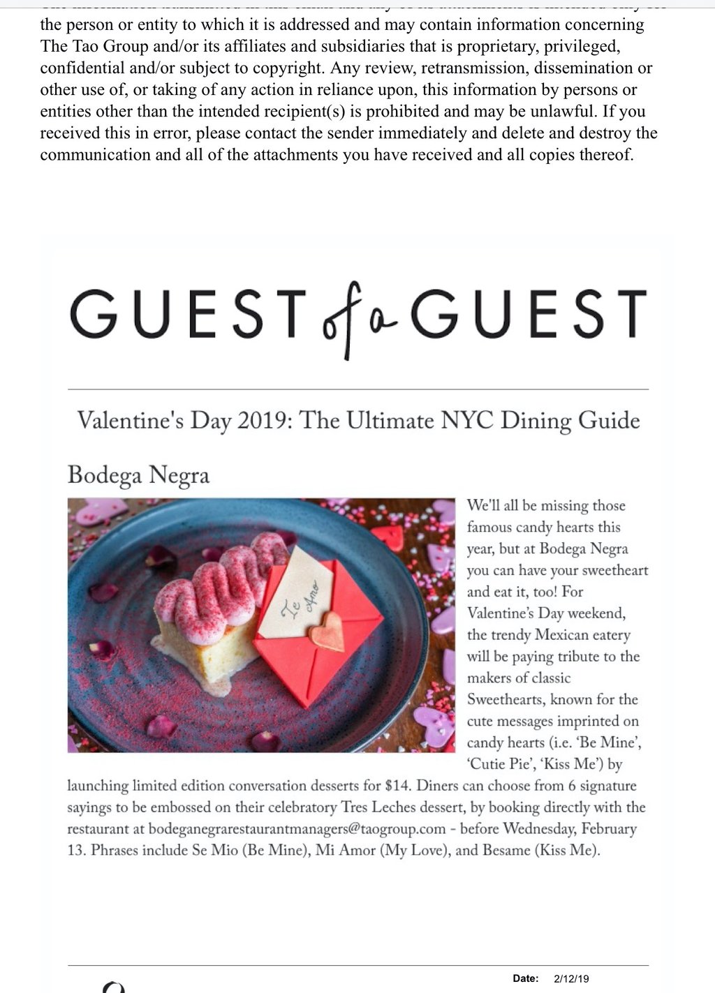 an article about a Valentine's Day dessert made by Paola Marocchi 