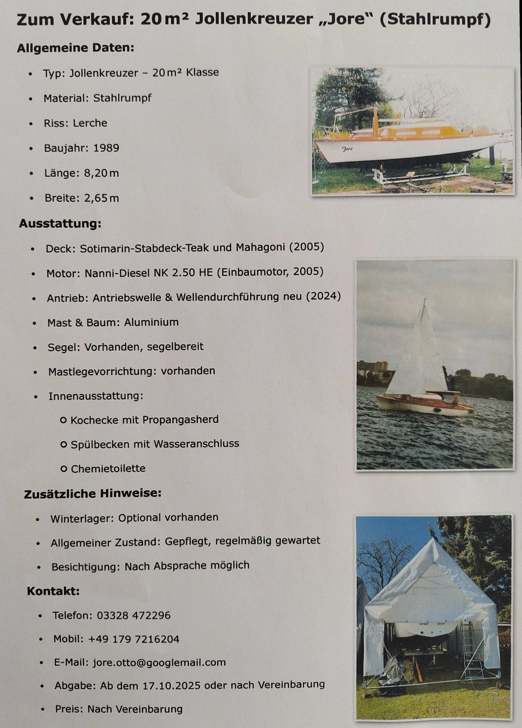 Angebot Jollenkreuzer Berlin