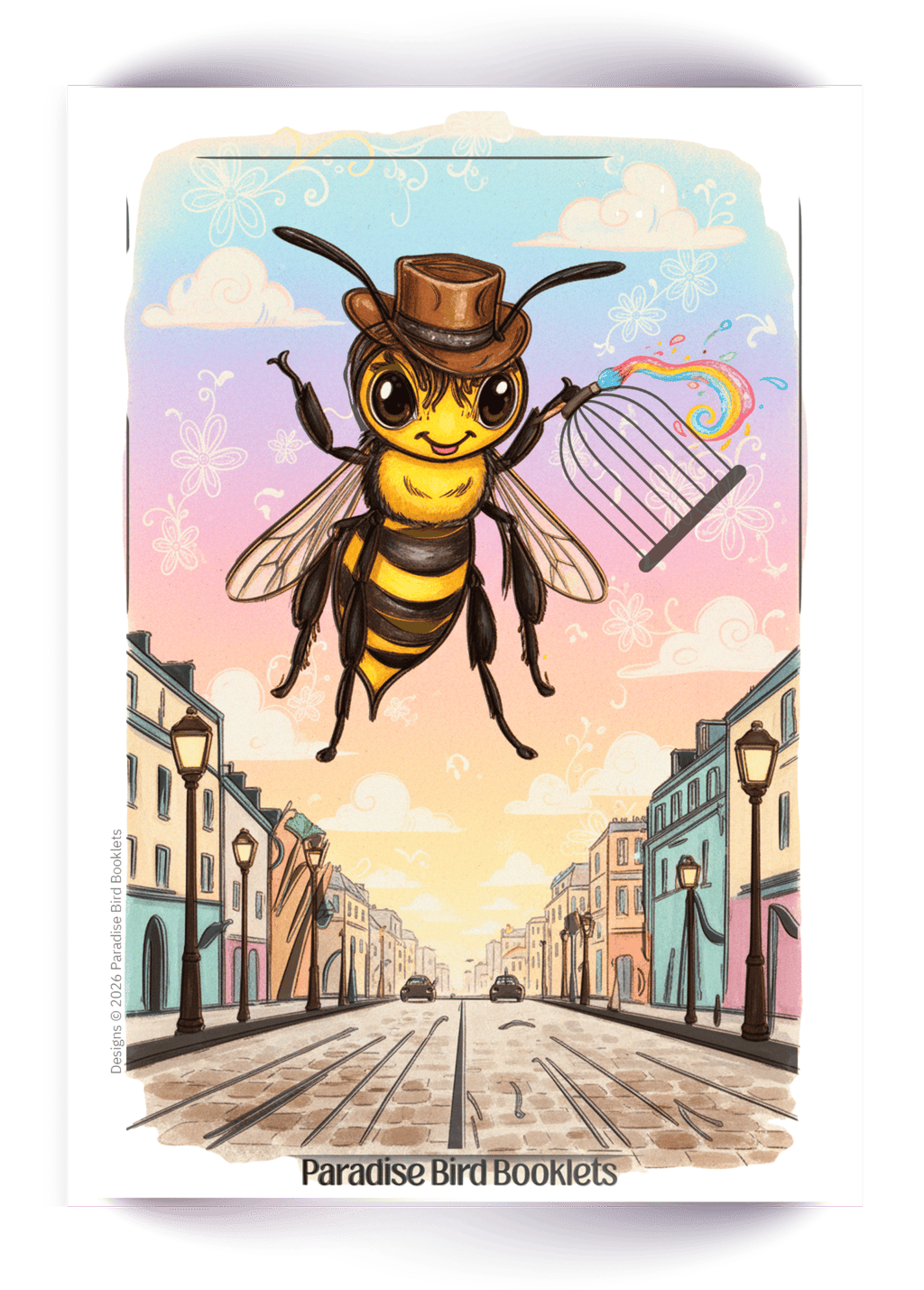 Freebie colored in coloring page of a cute bumblebee 