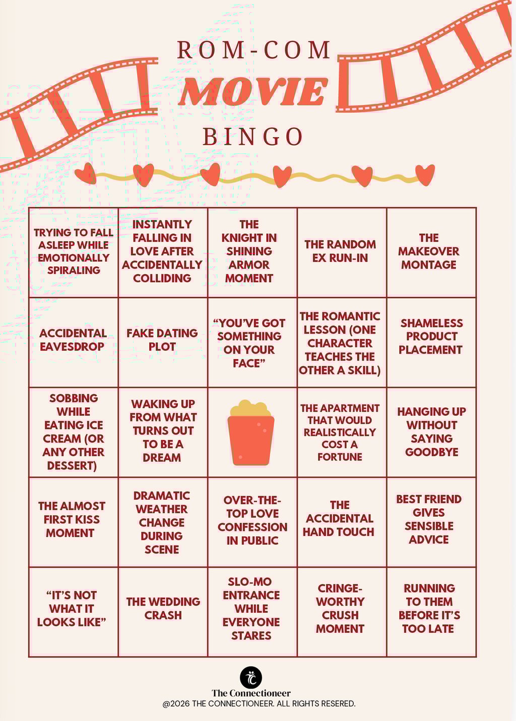 Rom-Com Movie Bingo Card