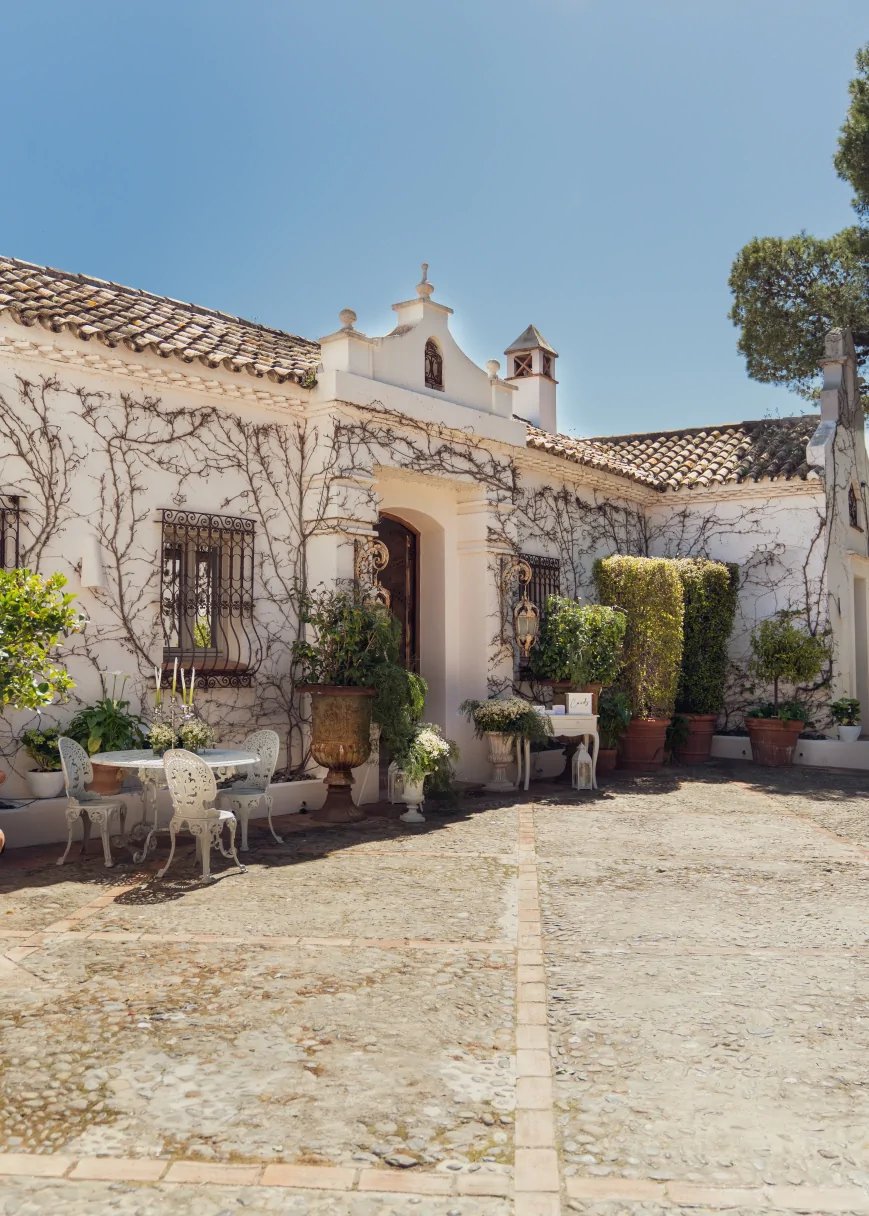 Stone courtyard and entrance at Finca Santa Katerina