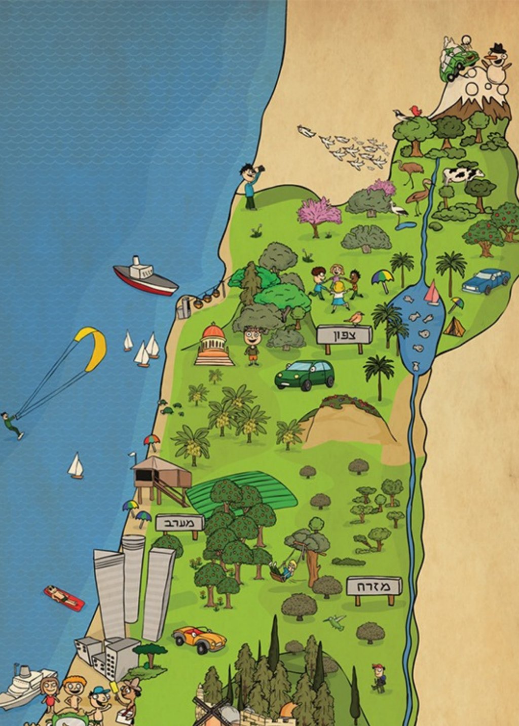 מפה מאויירת של ישראל