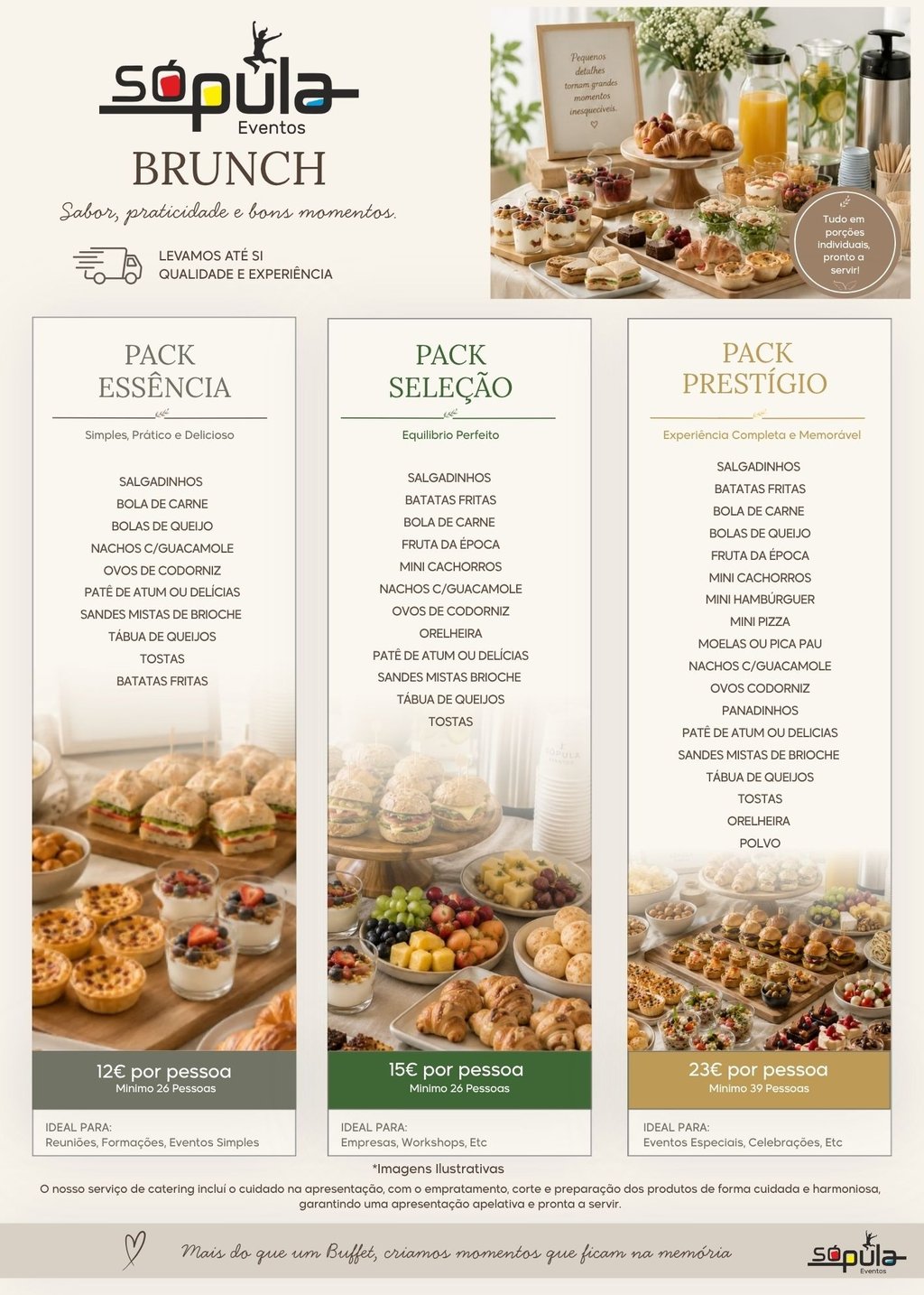 Menus de brunch para eventos, aniversários, batizados e comunhões | Só Pula Eventos