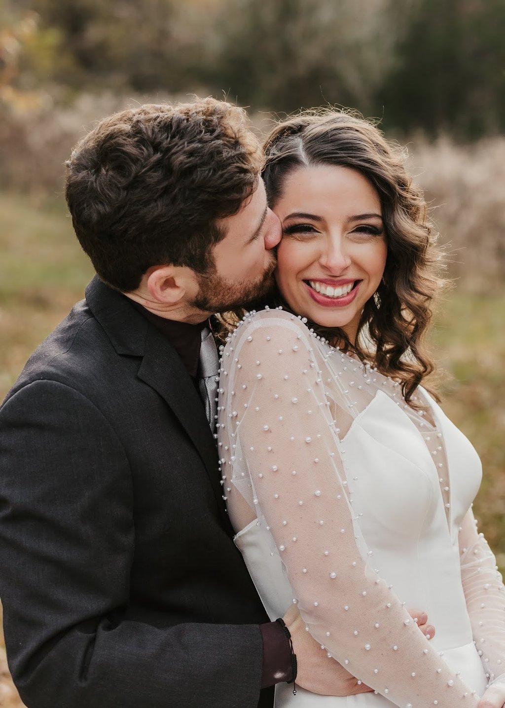 Close-up of couple smiling