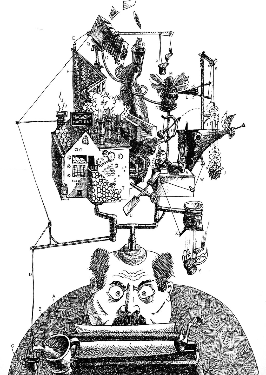 Rube Goldberg Illustration by Daryl Urig