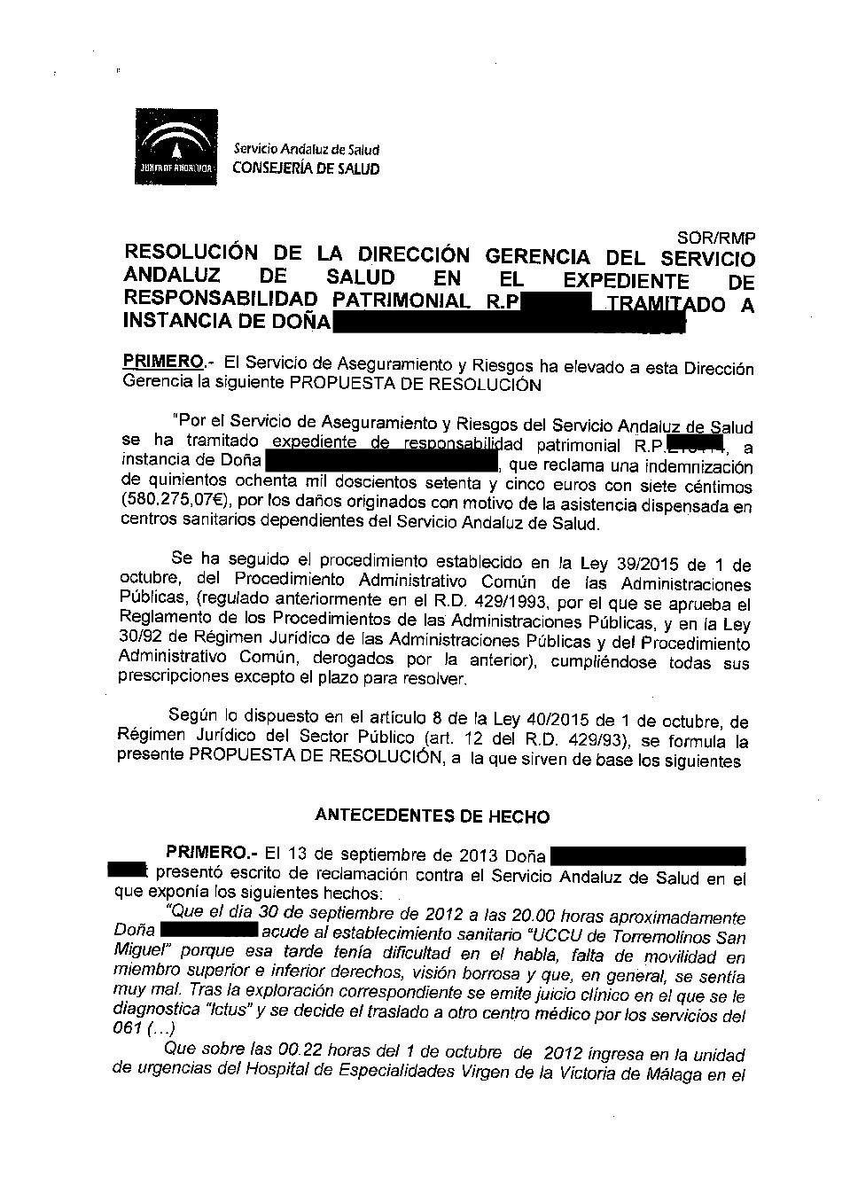 negligencia en el tratamiento de un ictus