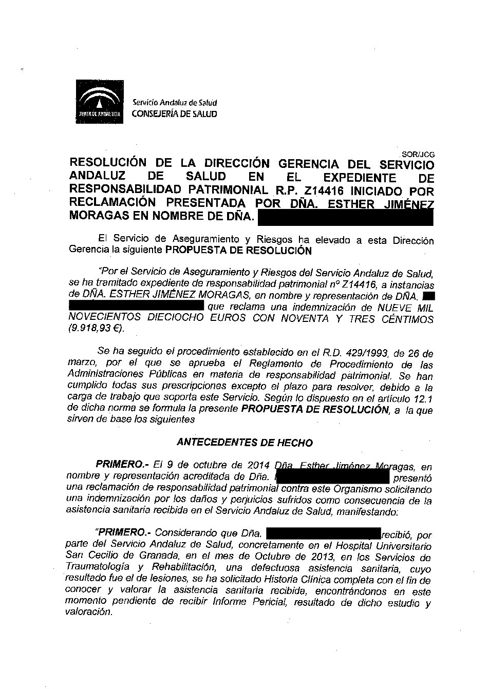 Negligencia médica en tratamiento de rehabilitación -fisioterapia