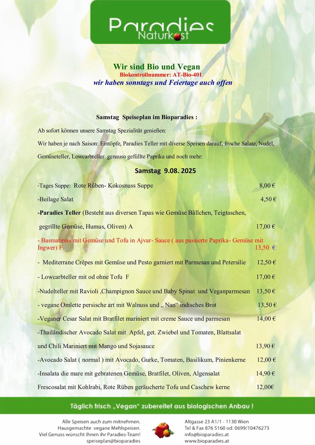 a flyer for a green apple juice