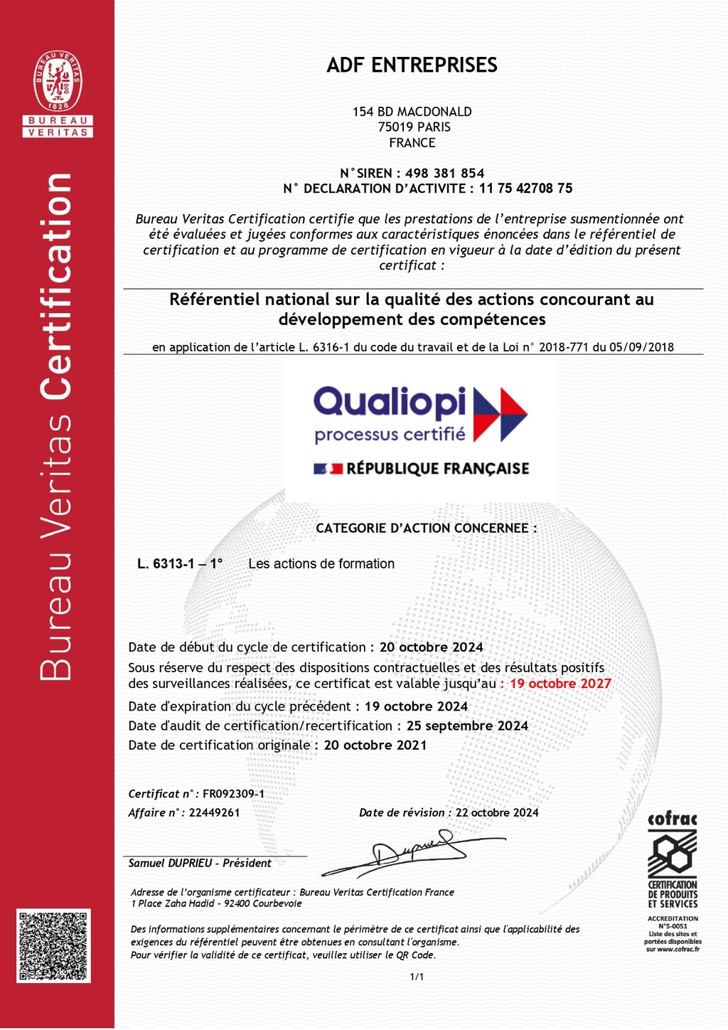 certification qualiopi adf entreprises