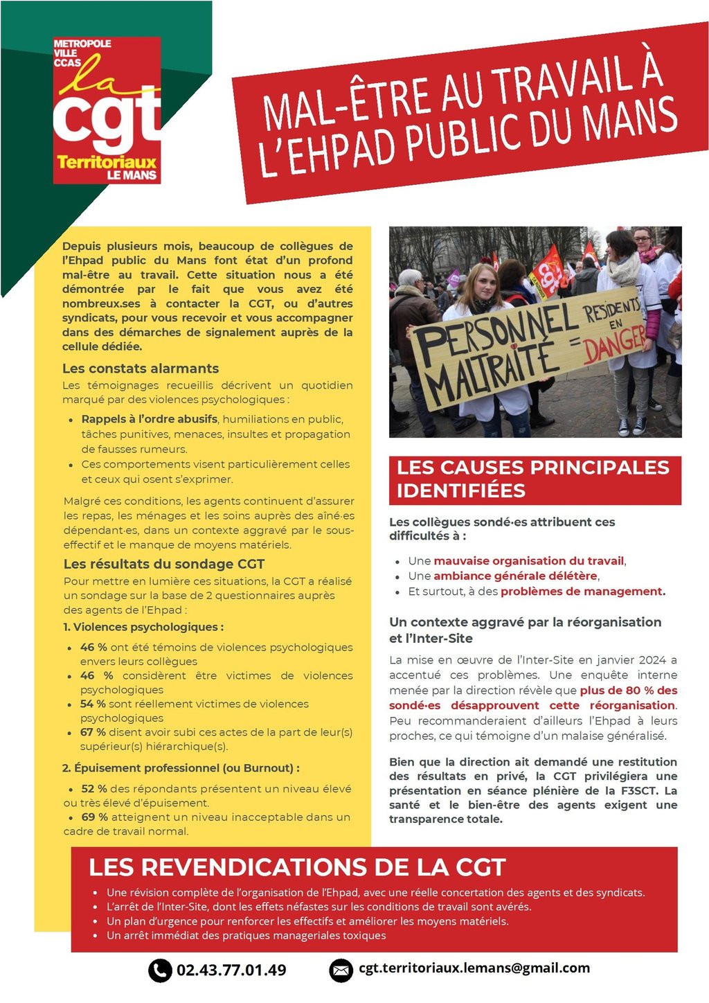 a flyer with a poster of a protest in front of a building