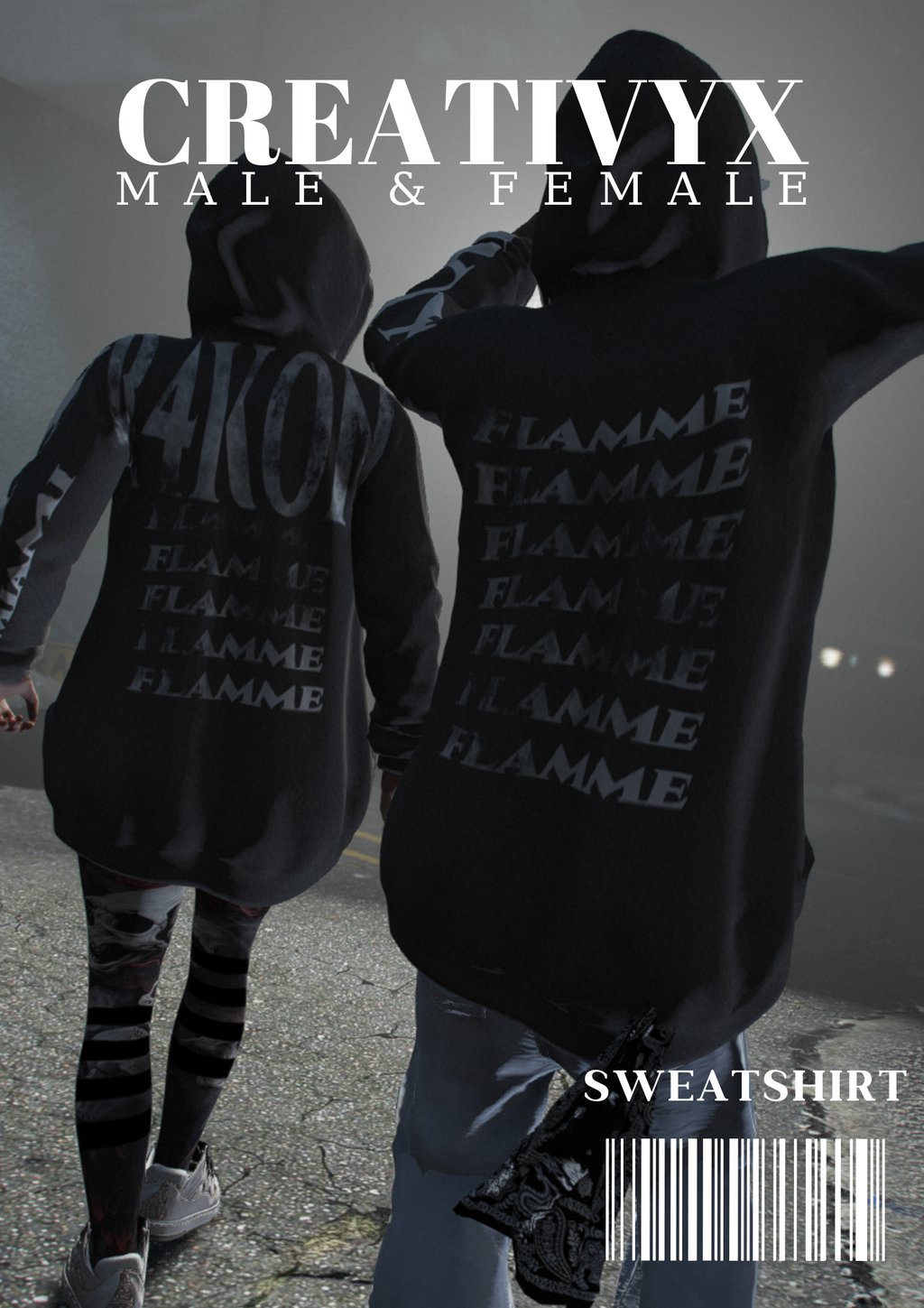 a couple of people walking down a street