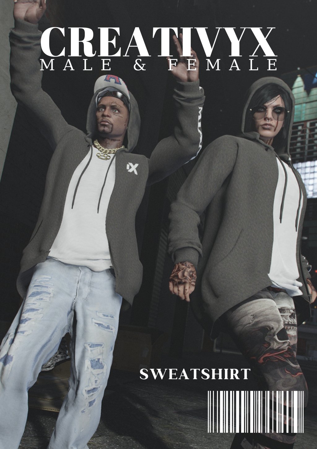 a man and woman in hoodies and hoodies