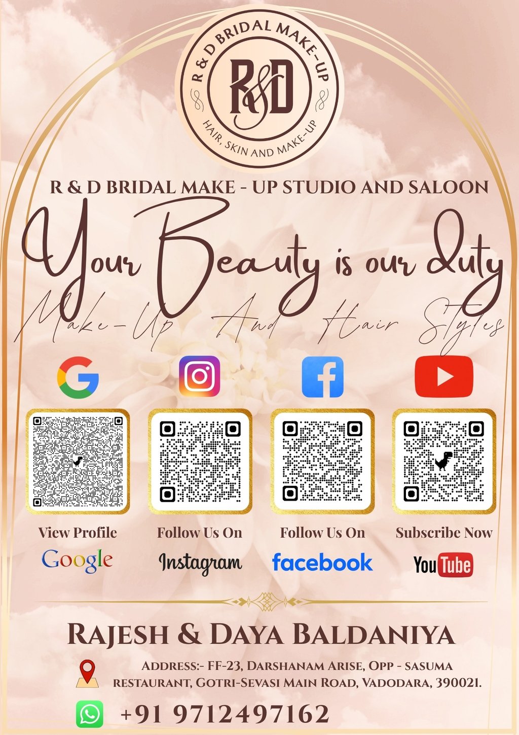 r and d bridal makeup salon skin care treatment price list gotri vadodara