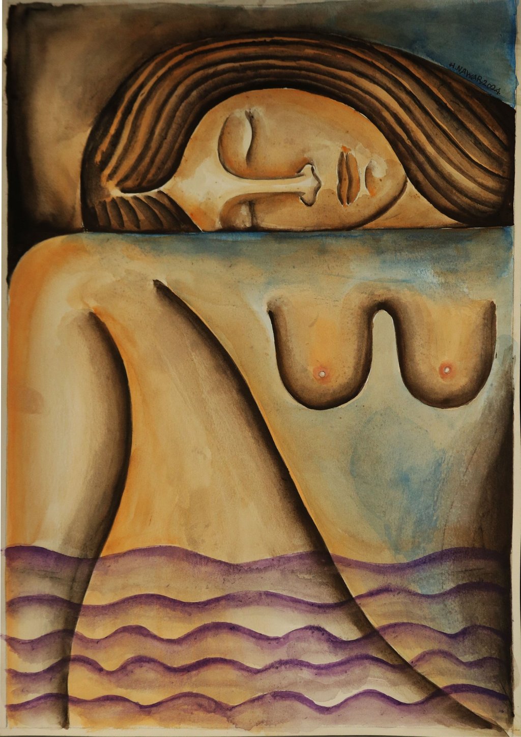Dream of Sea Waves, Watercolour on Paper, 35 x 50 cm.