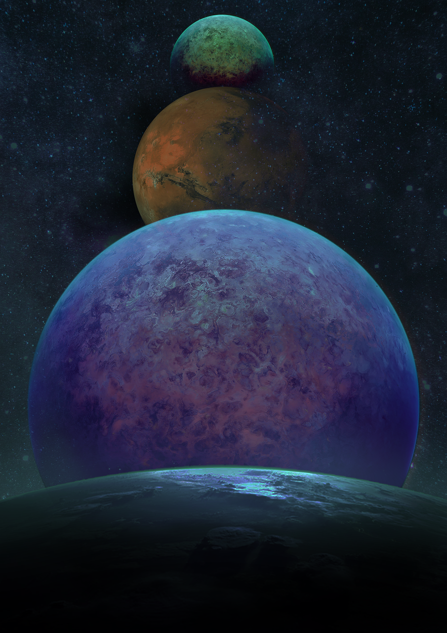 a planet with a blue planet in the background