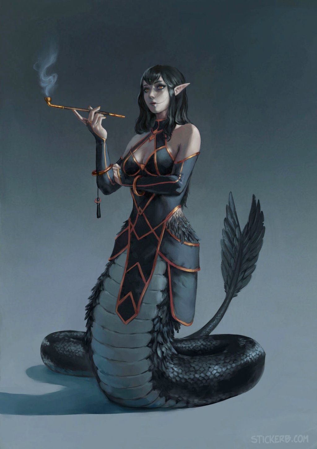 Snake Woman DnD Character Commission by Stickerb