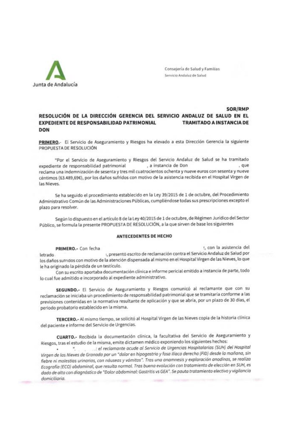 pérdida de un testículo al no diagnosticar su torsión