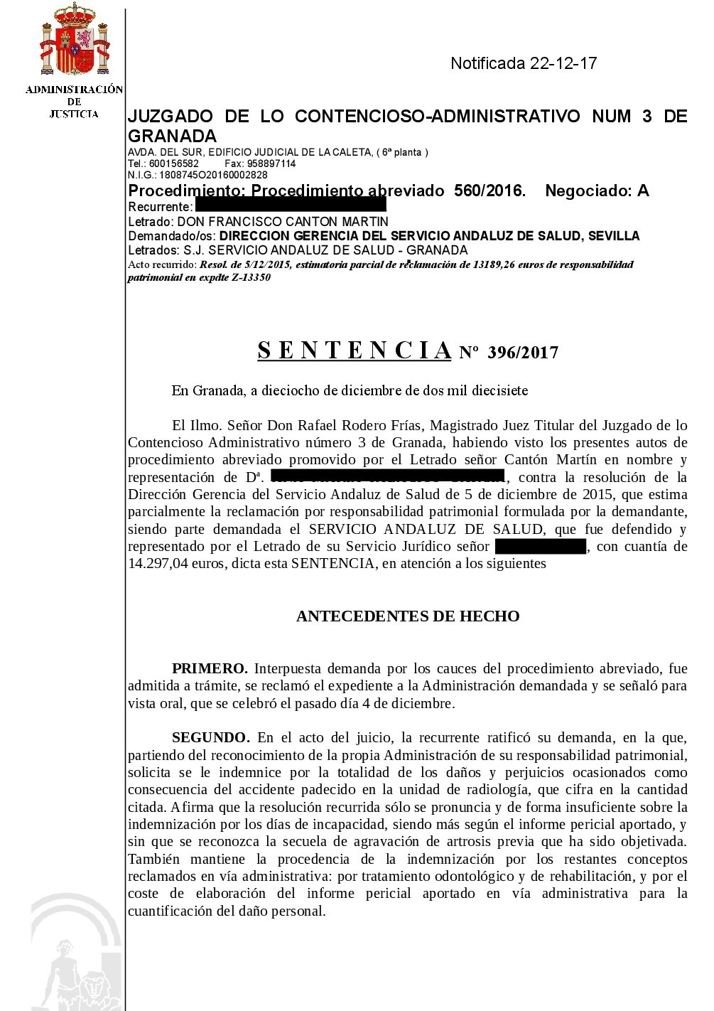 Condena por lesionar a una paciente tras caer de una camilla