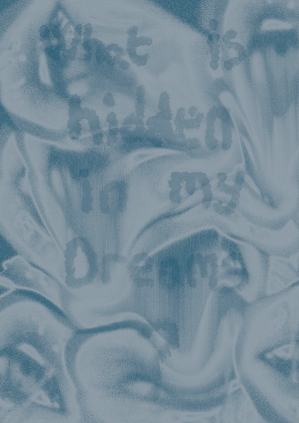 Affiche "Dreams" (IC3PEAK). montage de bouches et yeux déformés en bichromie bleu et blanc