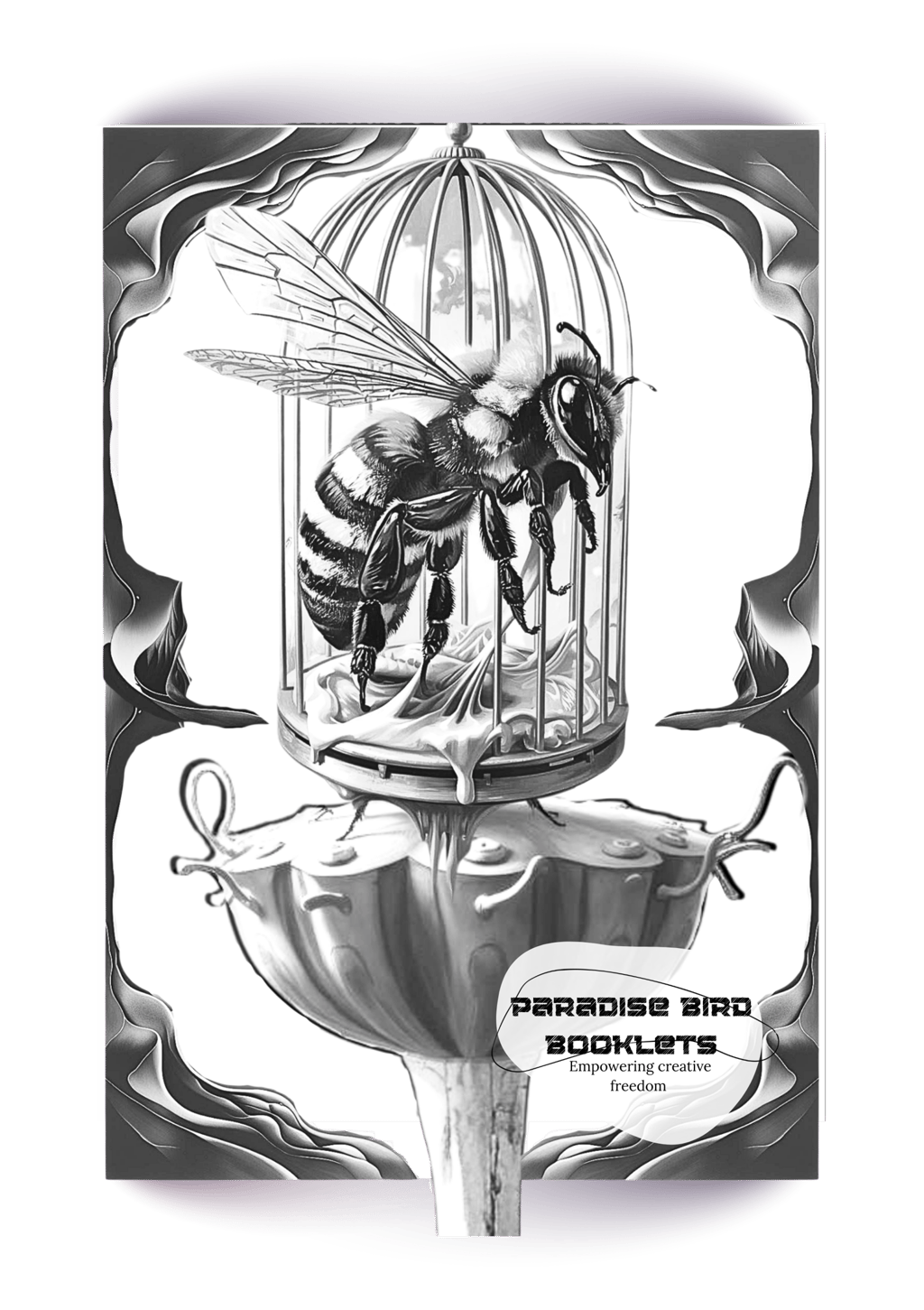 Freebie Art coloring page of a bee in the surrealistic style